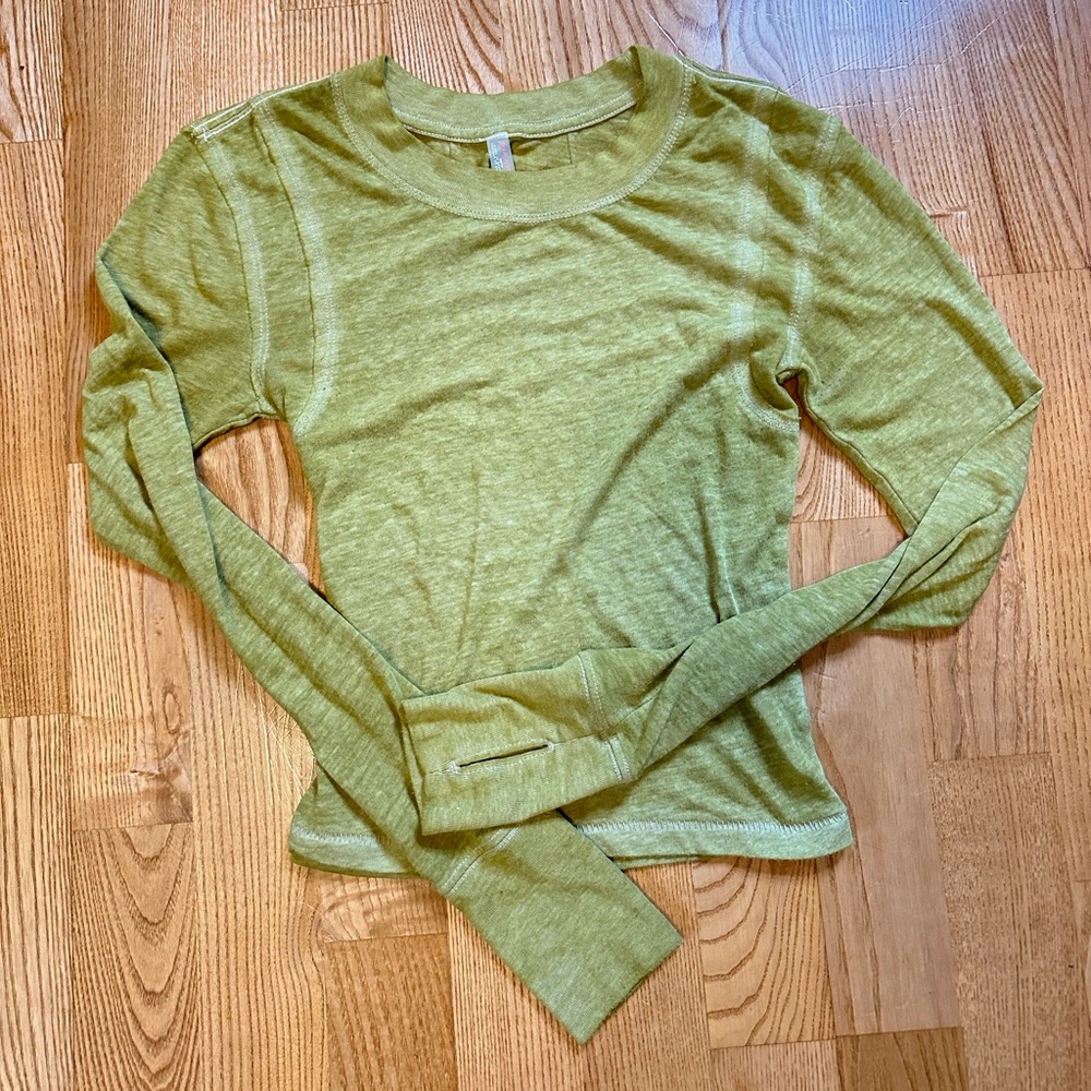 Green Free People Long Sleeve Top